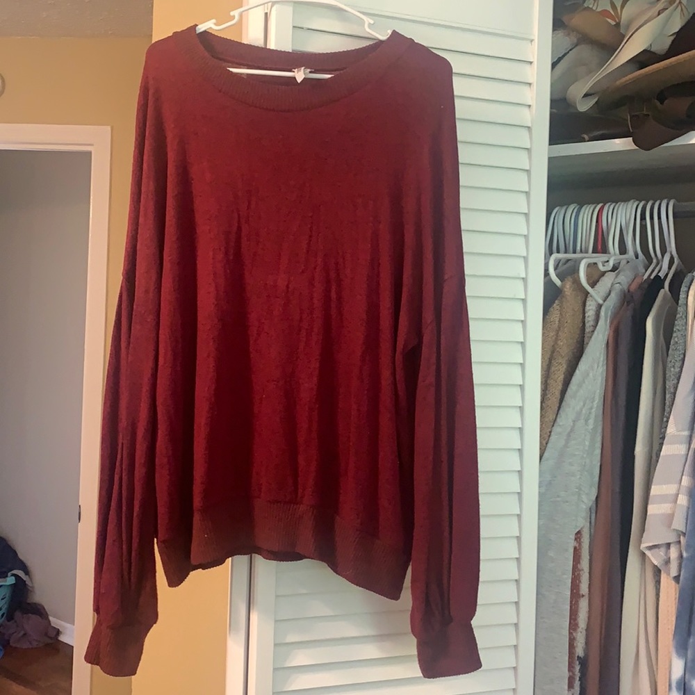 Lightweight burgundy sweater.